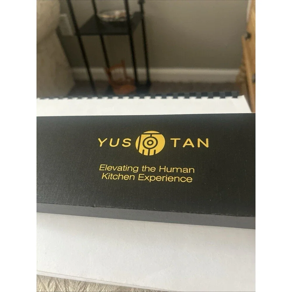YUS TAN 8 in Stainless Steel Kitchen Knife, Straight Edge, Wood Handle